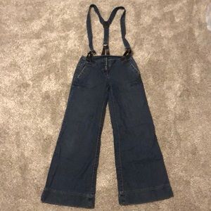 Ann Taylor denim overalls. 00P trouser style bib.